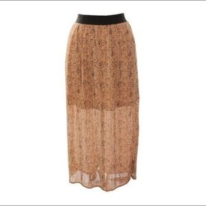 Bar III New Salmon Dot-Print Pleated Maxi Skirt